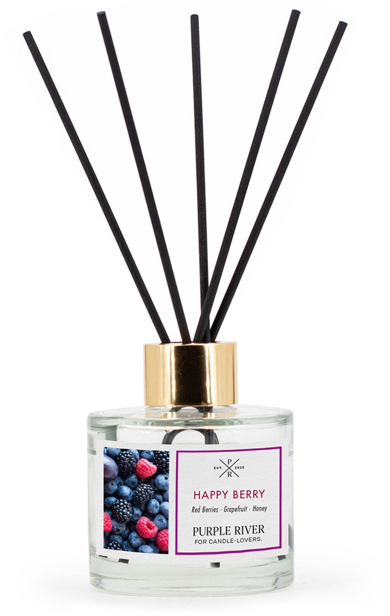 Purple River Candle Geurverspreider - Happy Berry - met stokjes