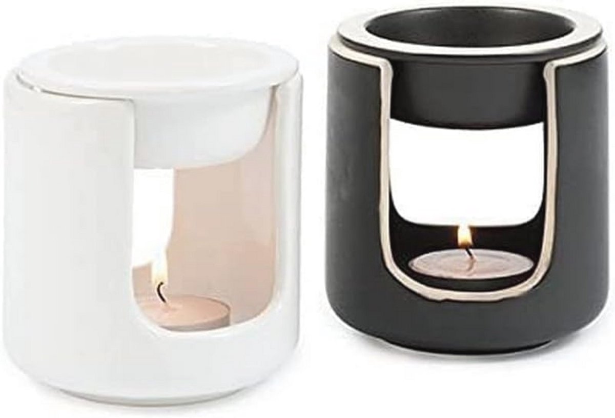 Geurlamp Set van 2 - Wit & Zwart