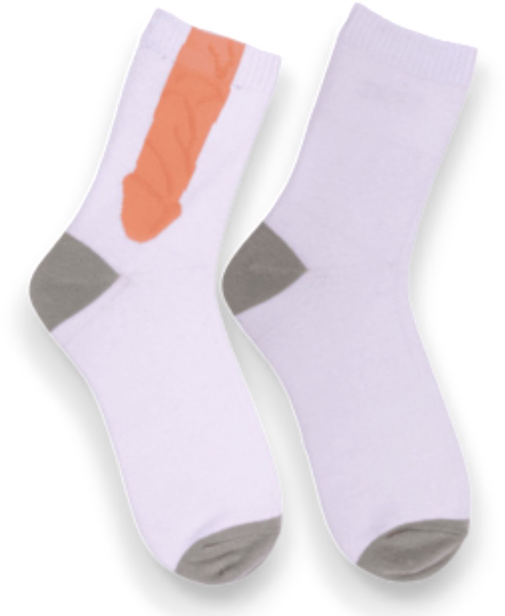 Witte Sokken met Ondeugend Penis Cartoon-Design – Maat 42-46 | Comfort, Humor & Speelse Verrassing