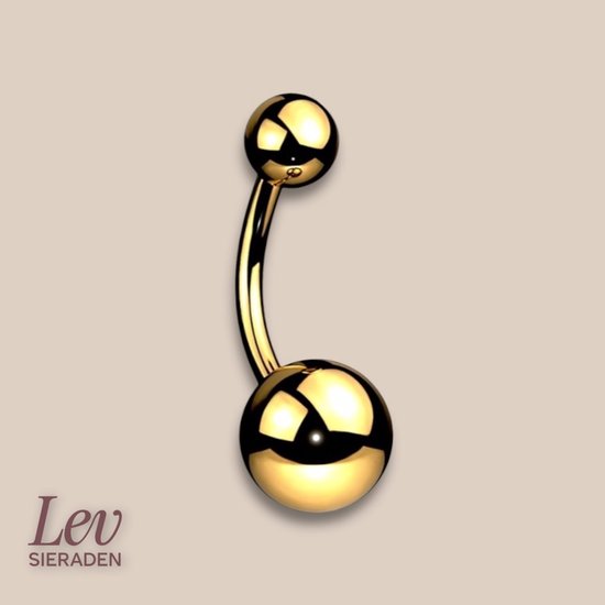 Lev Bijoux - Piercing nombril en titane - 1,6 x 16 mm - Couleur or - sans pierre