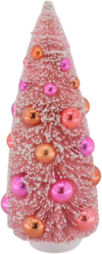 Foto: Housevitamin roze mini kerstboom 12 31 cm met gekleurde kerstballen trendy xmas decoratie
