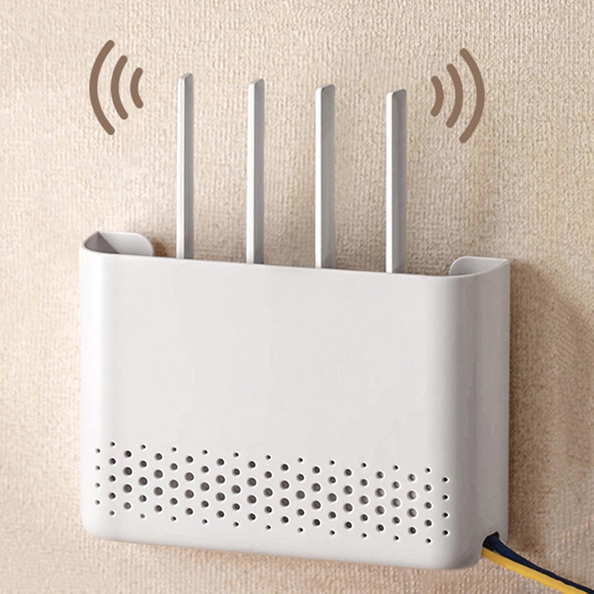 Wandgemonteerde WiFi Router Opbergdoos voor Draden en Apparaten - Minimalistisch Ontwerp (30 x 6 x 22 cm)