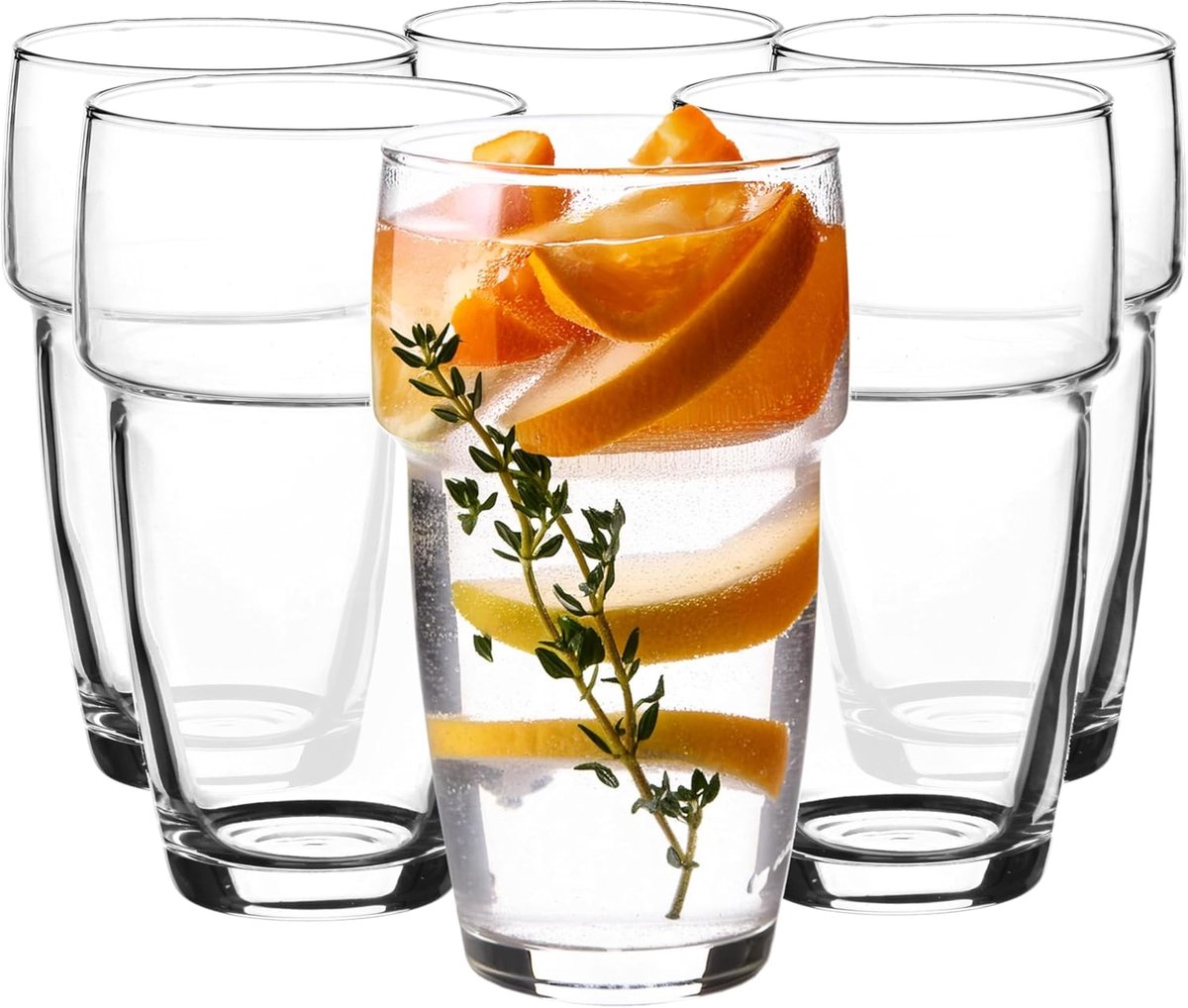 6-delige Drinkglazenset 250 ml – Stapelbare Highball Koffie- & Theeglazen – Multifunctioneel & Vaatwasmachinebestendig
