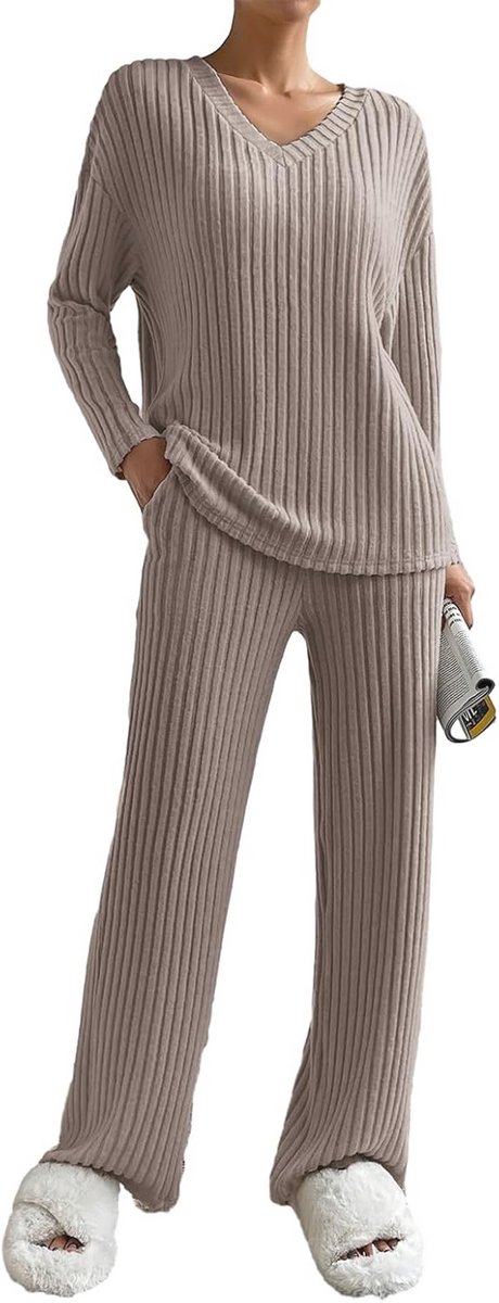 Ribbed Loungewear Set voor Dames - 2 Delige Co-ord Sets en Tracksuits