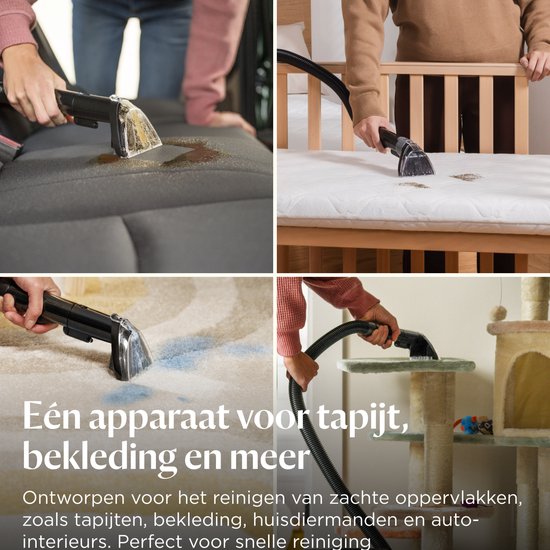 Vlekkenreiniger die tapijt, bekleding, matrassen en auto-interieurs reinigt.