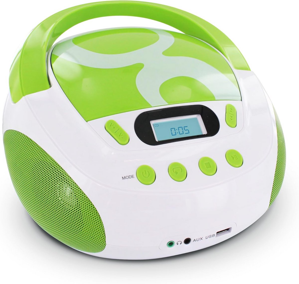 CD-MP3-speler met USB-poort voor kinderen, groen