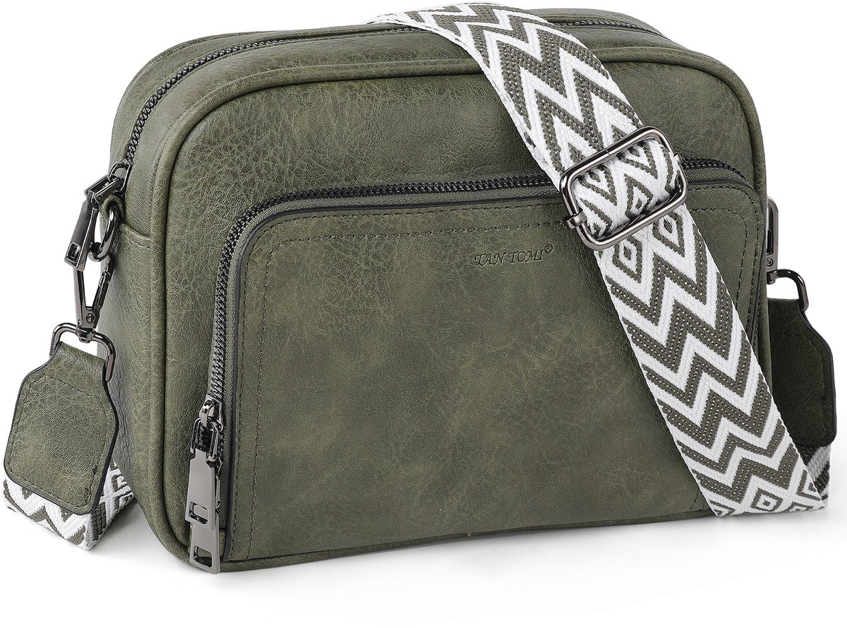 TAN.TOMI Crossbody Tas Dames – Kleine Schoudertas – Trendy Damestas – Verstelbare Band – Lichtgewicht - Donkergroen