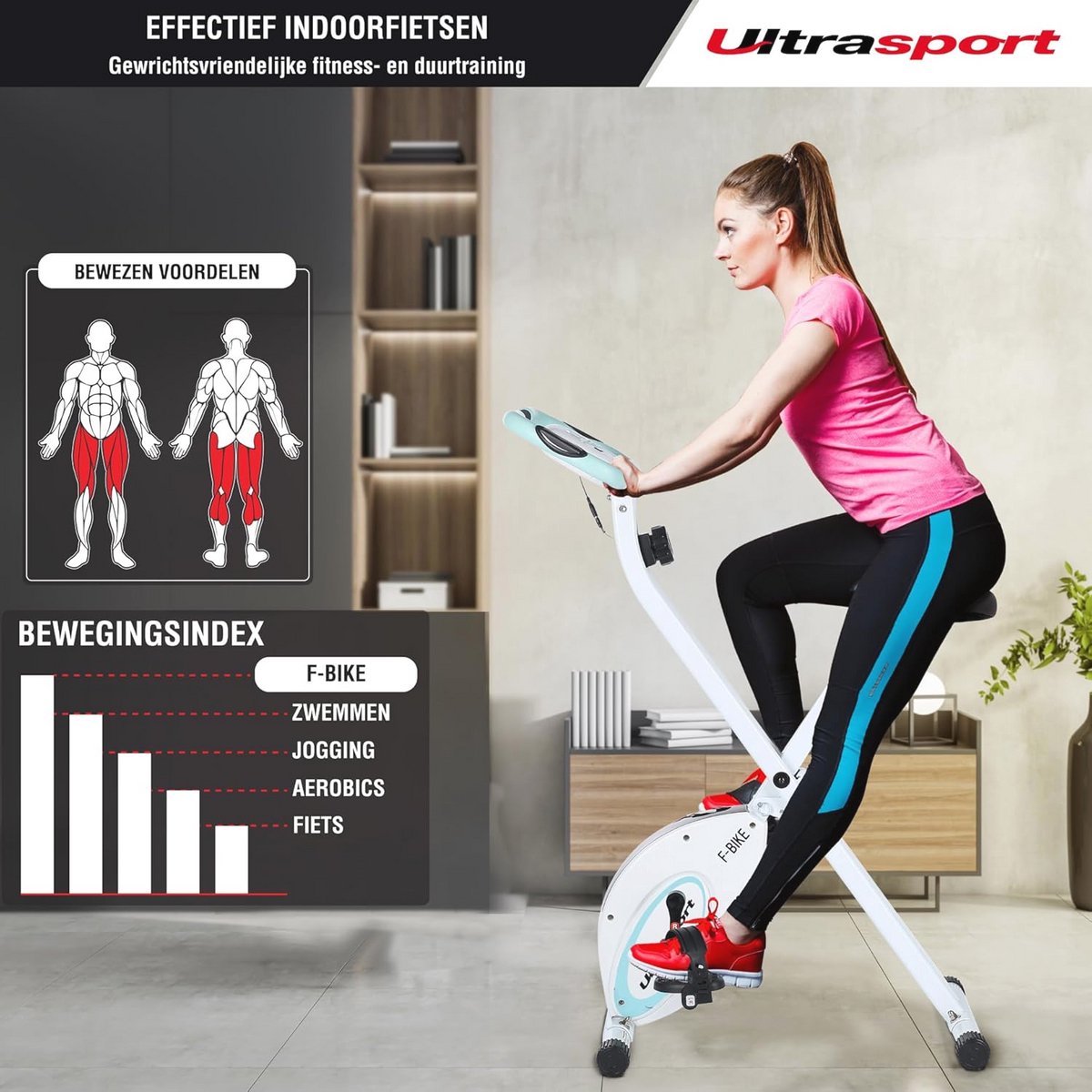 Inklapbare Fietstrainer met LCD-display en Handsensoren - afbeelding 3