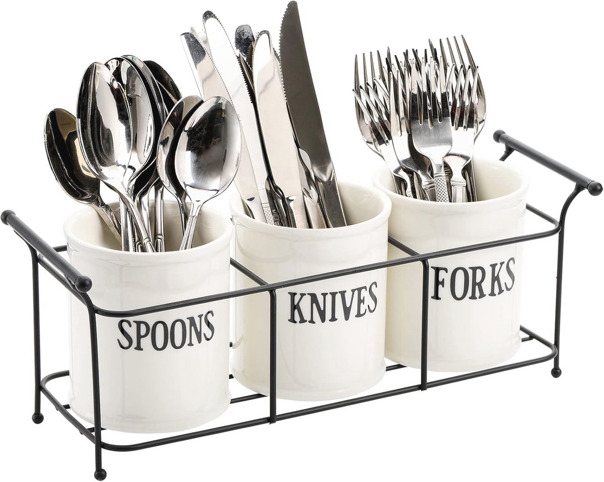3-delige keramische bestekhouder set voor keuken en tafel