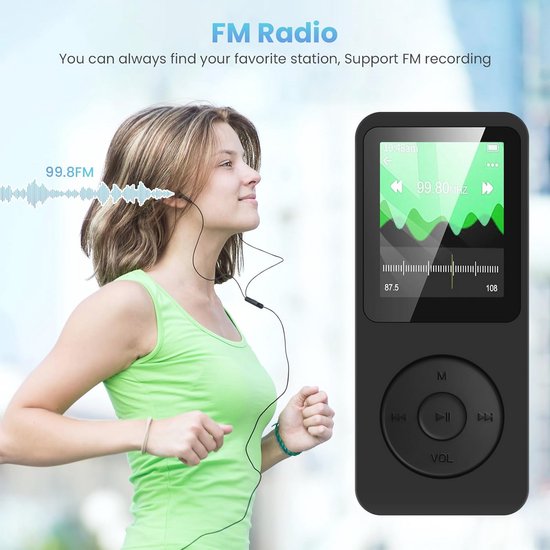 Lecteur MP3 Rechargeable Avec Haut-parleur Intégré - Supporte Carte MicroSD 32 Go, Radio FM - Pour Sport, Voyage, Enfants - 8