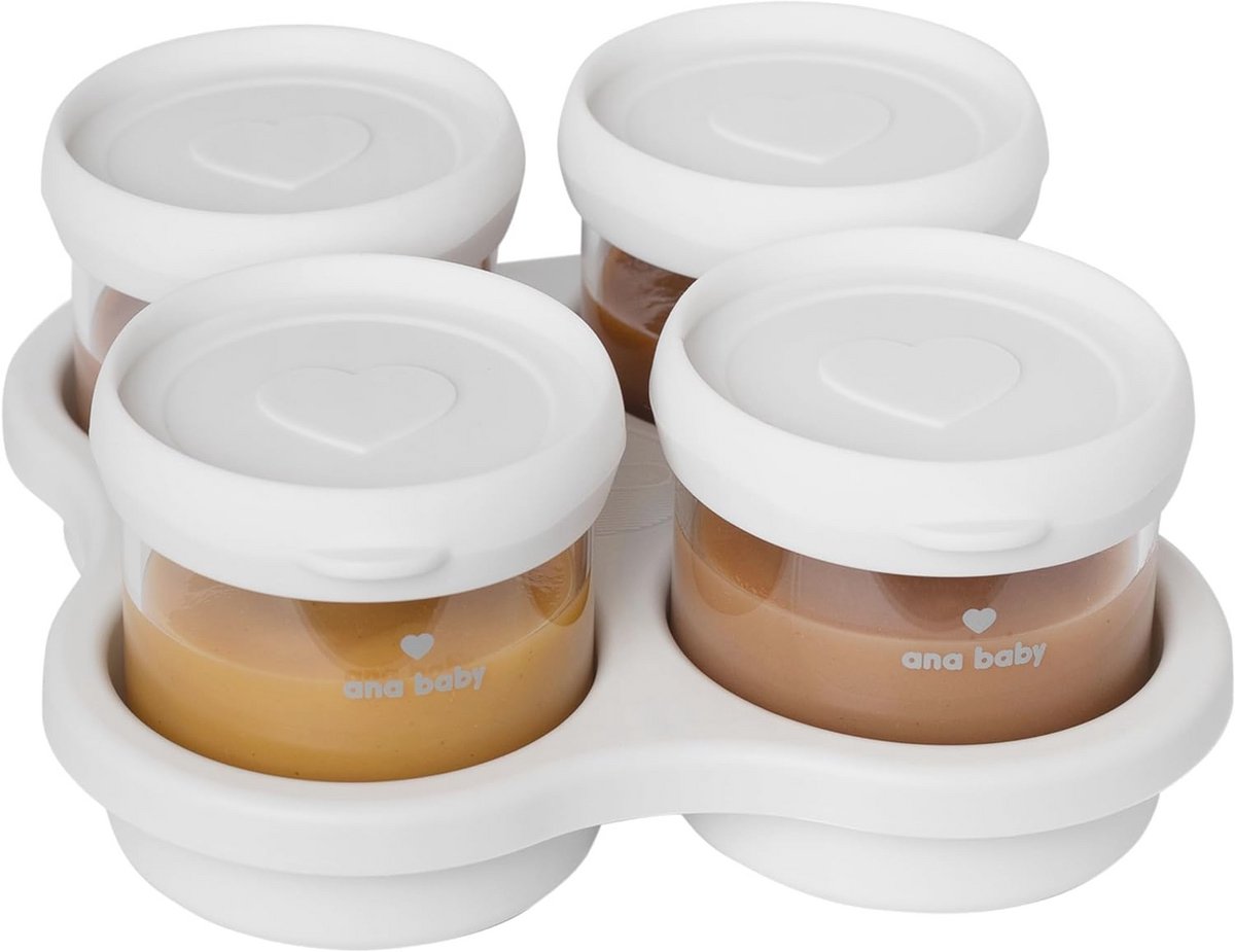 Luchtdichte glazen containers met siliconen deksels, set van vier – 120 ml, vaatwasser- en vriezerbestendig