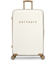 SUITSUIT Reiskoffer 76x51x28 - Reiskoffer met wielen - Veilig TSA cijferslot - Lichtgewicht koffer - Reiskoffer groot - 94L - Fusion koffer White Sawn - Wit