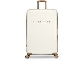 SUITSUIT Reiskoffer 76x51x28 - Reiskoffer met wielen - Veilig TSA cijferslot - Lichtgewicht koffer - Reiskoffer groot - 94L - Fusion koffer White Sawn - Wit