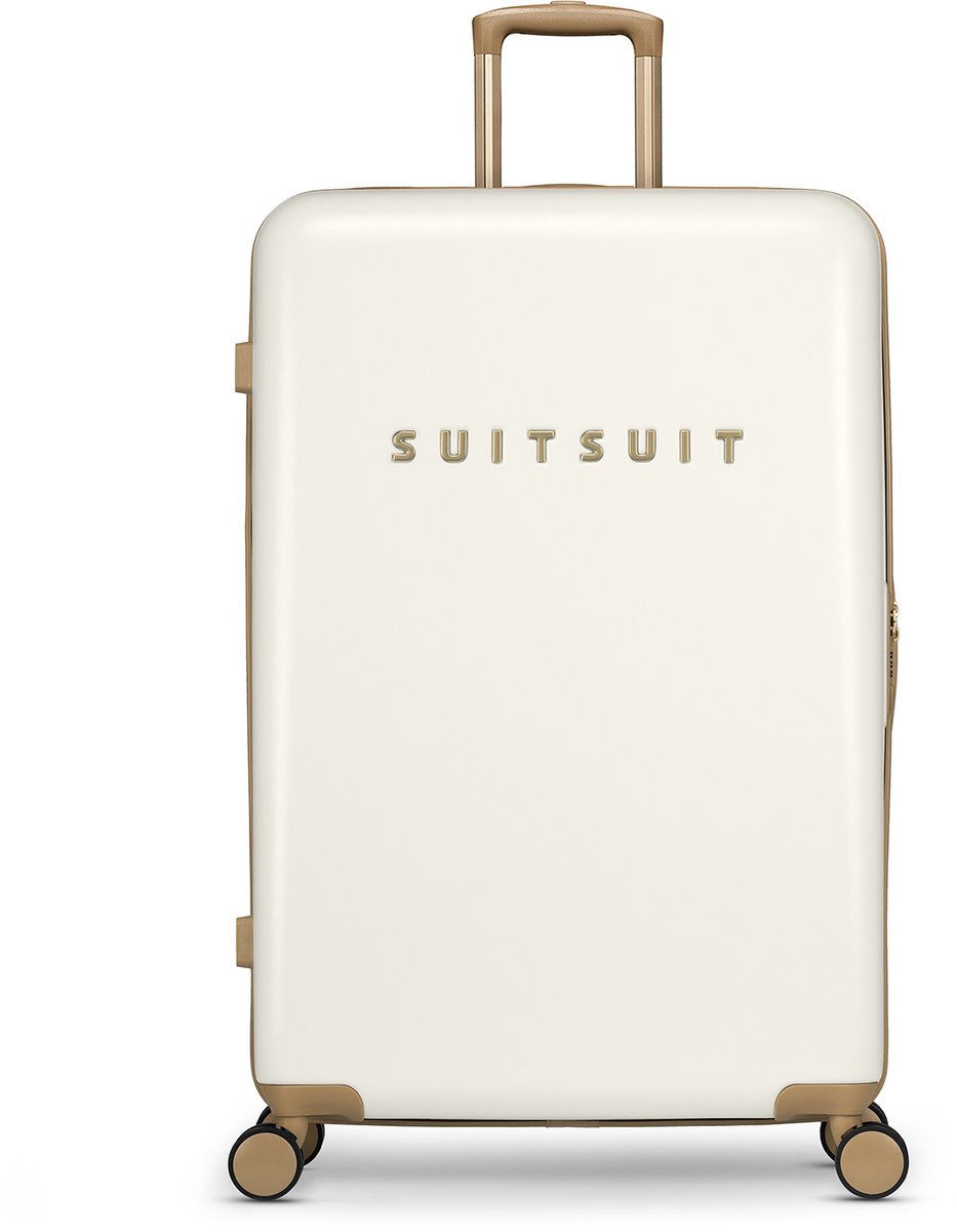SUITSUIT Reiskoffer 76x51x28 - Reiskoffer met wielen - Veilig TSA cijferslot - Lichtgewicht koffer - Reiskoffer groot - 94L - Fusion koffer White Sawn - Wit