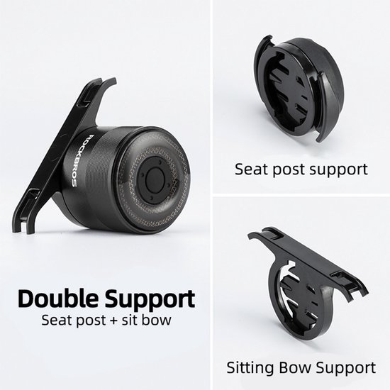 ROCKBROS Q1MAX Slimme Remlicht - Fiets Achterlicht - USB-C Oplaadbaar - Remsensor - Waterdicht - Wielrennen - MTB - Meerdere kleuren - 80uur brandtijd - Carnavalsbril van ROCKBROS — afbeelding 3