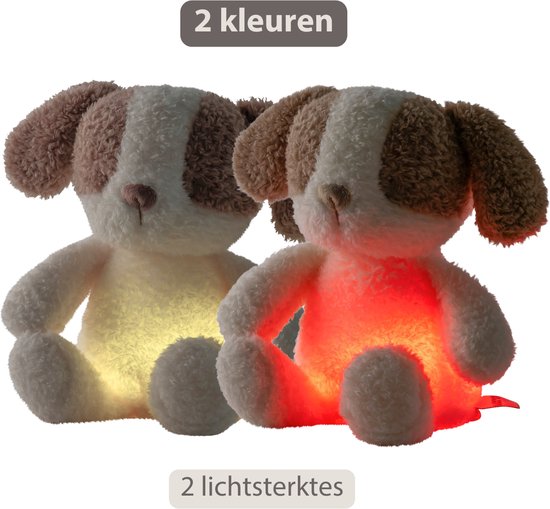 Nattou TEDDY Baby Nachtlampje Hond - 19 cm - Zachte baby knuffel - Baby cadeau - Beige van Nattou — afbeelding 2