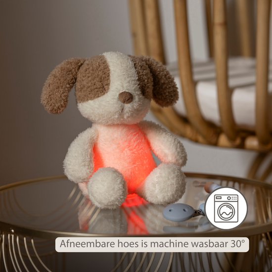 Nattou TEDDY Baby Nachtlampje Hond - 19 cm - Zachte baby knuffel - Baby cadeau - Beige van Nattou — afbeelding 3