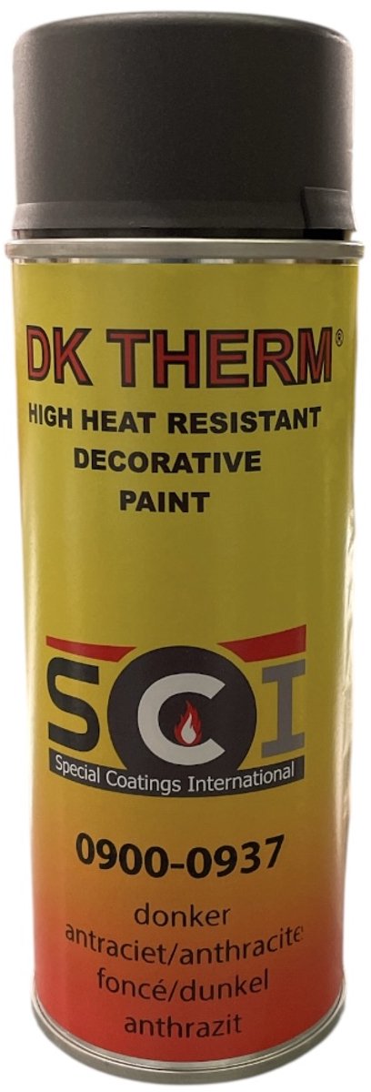 DK Therm Hittebestendig Verf Serie 900 - Spuitbus 400 ml - Bestendig tot 900°C - 937 Donker Antraciet