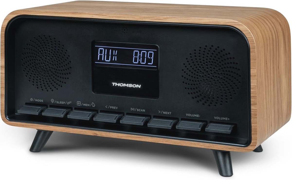 Vintage Bluetooth Radio met Dual-Alarmsystem, FM-radio en USB-C Oplader - 30 W