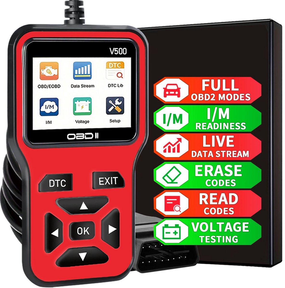 OBD2-scanner V500/V519 - Codelezer & Accuspanningcontrole - Snelresultaat in 10s