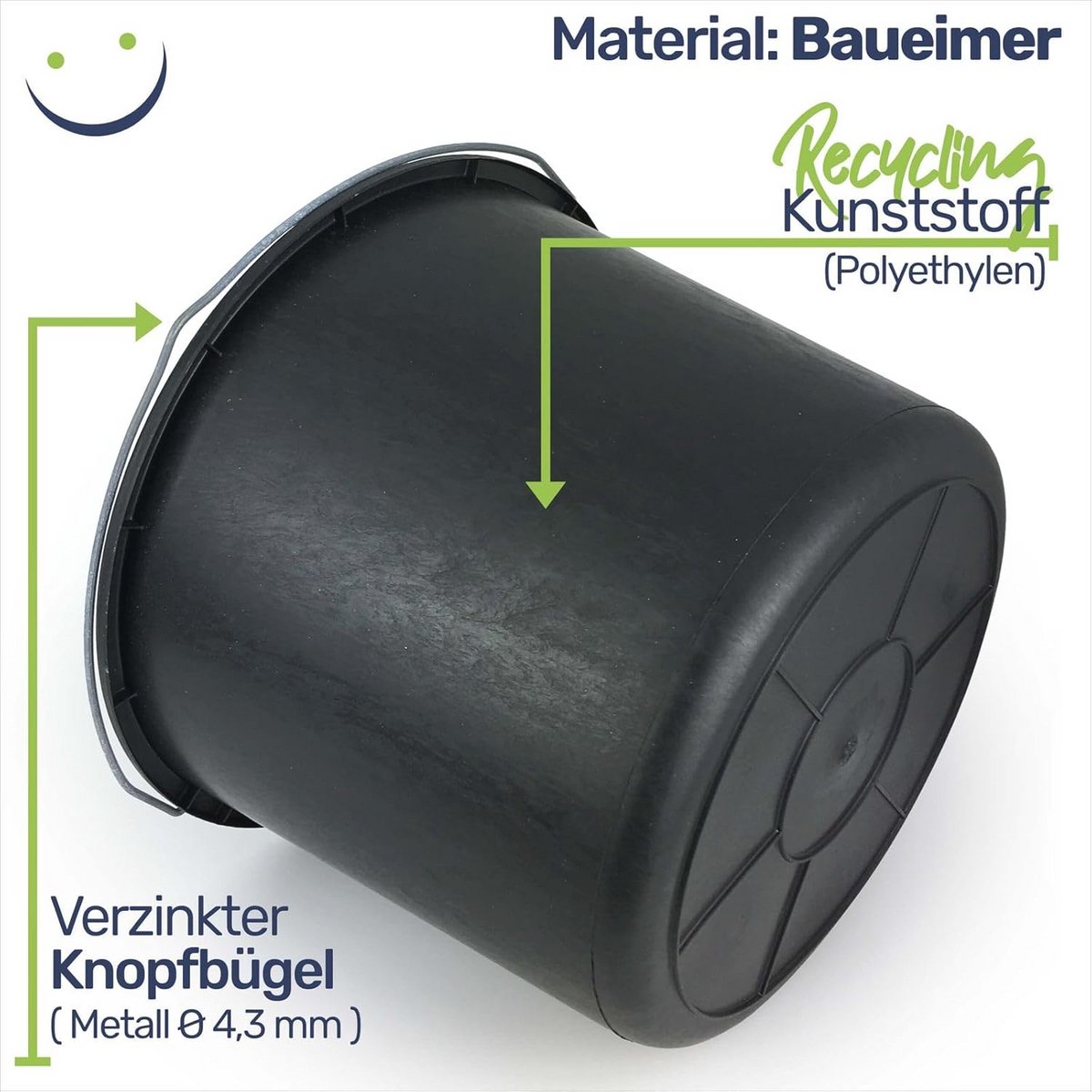 Bouwemmer 12 liter met handvat en schenktuit - Duurzaam en veelzijdig voor bouwplaats en tuin