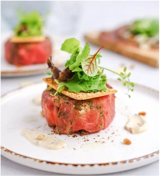 Carpaccio rund 6,4 kilo (80 porties van 80 gram / 16 pakjes elk 5 porties)