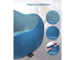 HOMIEE Travel pillow, memory foam neck pillow, neck pillow essential for travel, sleep mask, earplugs and carrying case