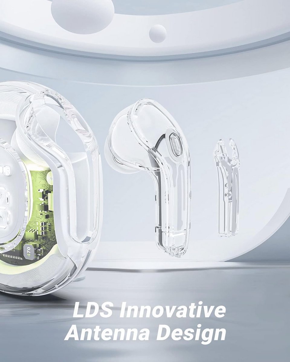 Draadloze Hoofdtelefoon Bluetooth 5.3 met Transparant Design en IPX4 Waterdicht