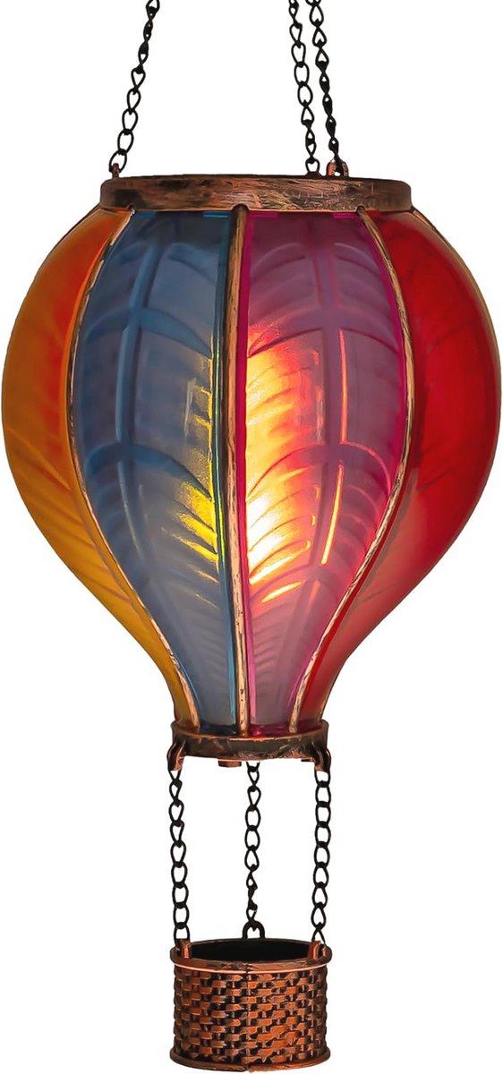 LED Solar Tuinlantaarn met Vlameffect | Hanglamp met 20 Warmwitte Lichten | Hoogte 40,5 cm