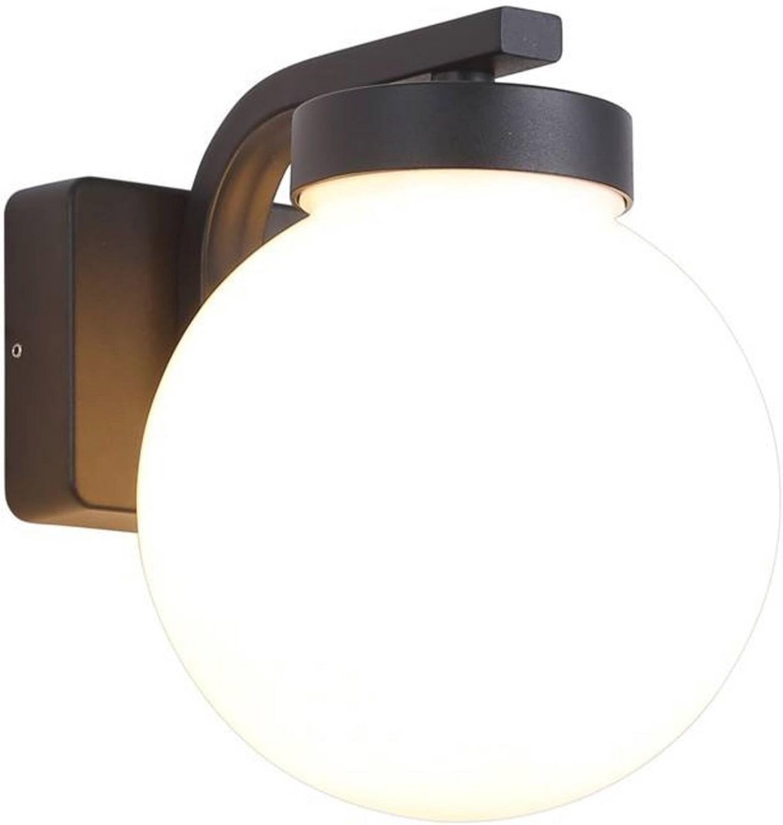 Moderne Buiten Wandlamp met Vintage Ontwerp - IP44 Aluminium - Wit Diffuser Globe 20 cm en E27 Fitting