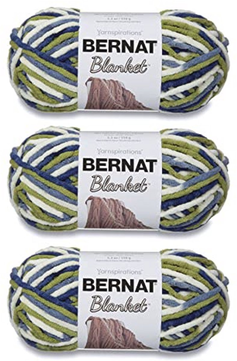 Bernat Deken Oceanside Garen - 3 Pack van 150g/5,3 oz - Polyester - 6 Super volumineus - 108 meter - Breien, Haken, Amigurumi, Chunky Chenille Garen