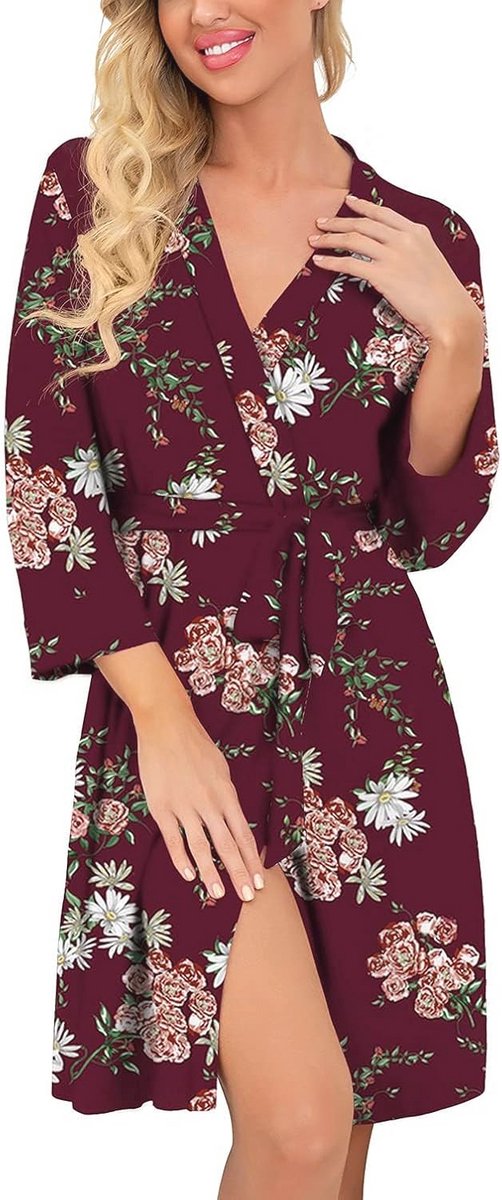 PrinStory Vrouwen Lang/Korte Badjas Gebreide Kimono Gewaden Zachte Vrouwen Badjassen Casual Dames Loungewear