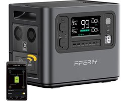AFERIY P210 Power Station Generator 2400W 2048Wh met app - 13 Uitgangen - 10ms UPS - Snel opladen - 10 jaar batterijduur - Grijs