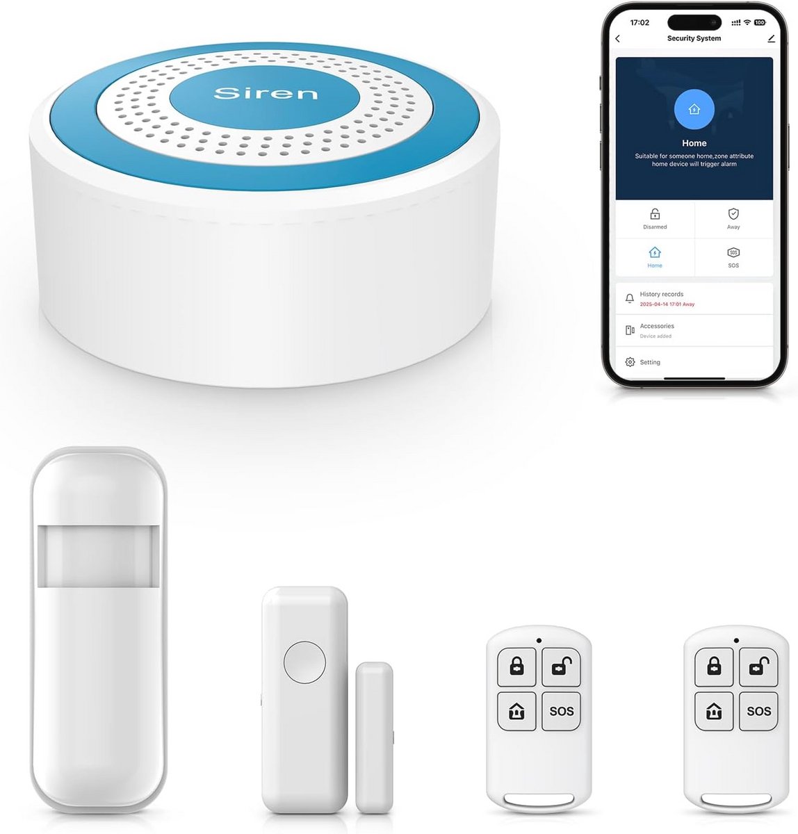 Draadloos 2,4 GHz WiFi Alarmsysteem voor Thuis - Compleet met Bewegingsmelders, Deur- en Raamsensoren en Afstandsbediening