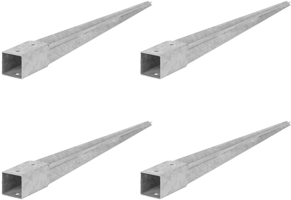 Inrijgklem Set van 4 Paalsteunen 60x60mm - Grondanker voor Houten Palen - Thermisch Verzinkt