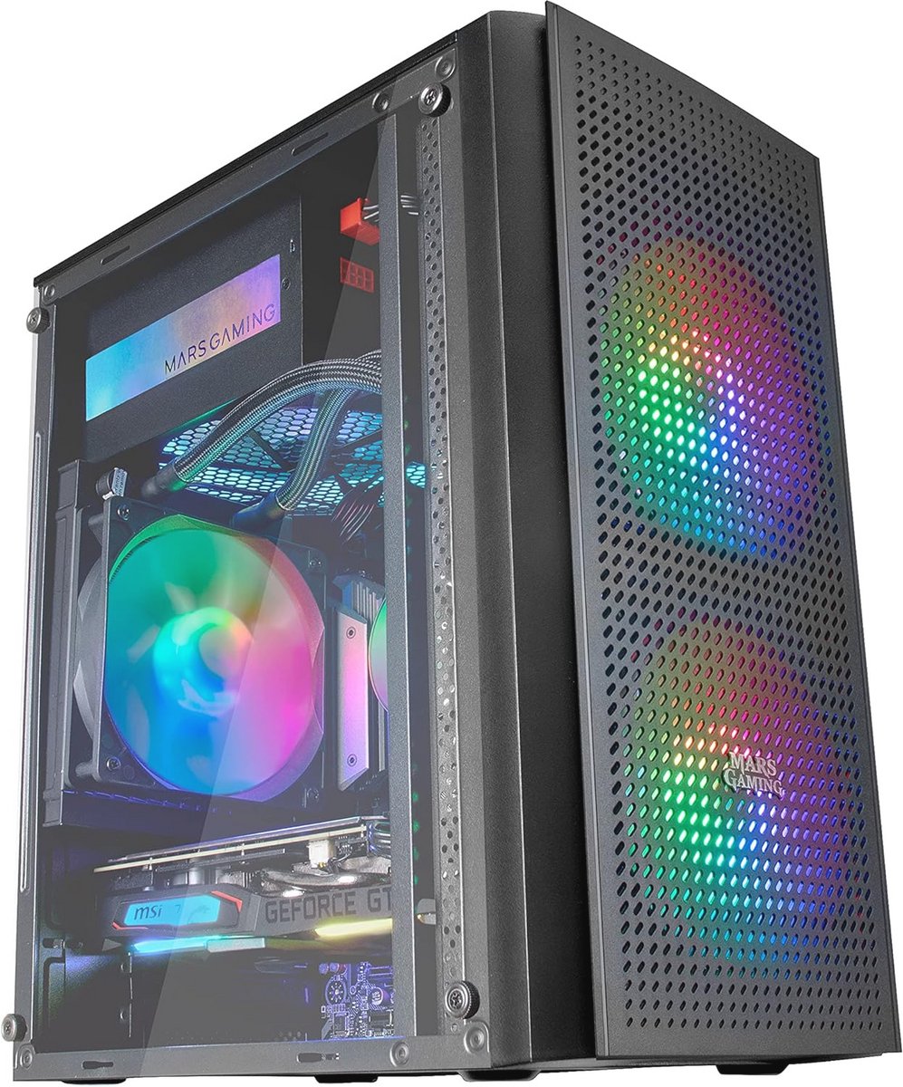 Micro ATX Gaming Case Met Gehard Glas en RGB Verlichting
