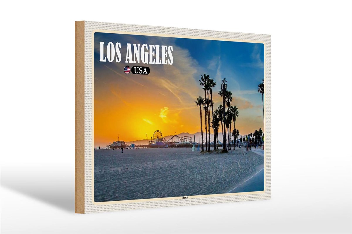 Femer Holzschild Reise 30x20cm Los Angeles USA Beach Strand Venice Beach