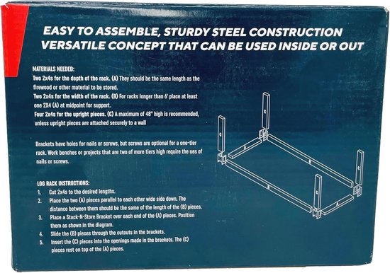 Stack 'n Store Houtopslag met 4 Klemmen - Zwart | bol