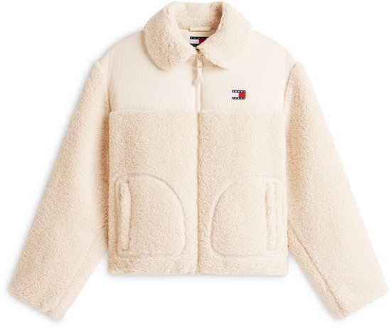 Tommy Jeans Jas Tjw Teddy Fabric Mix Dw0dw22053 Ybh Ancient White Dames Maat - L