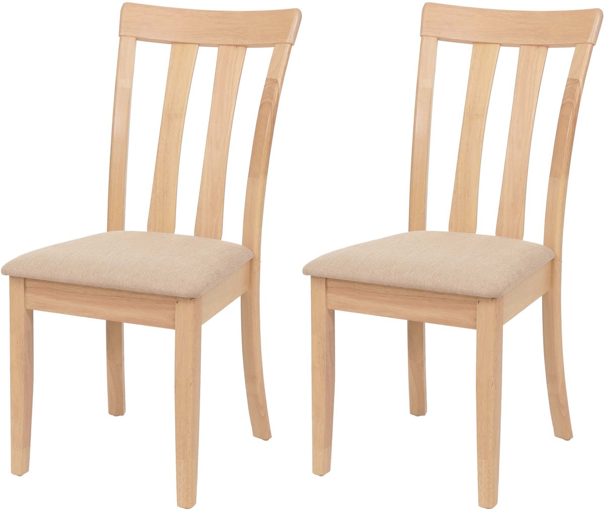 Set van 2 eetkamerstoelen MCW-G46, keukenstoel, stof/textiel, massief hout ~ natuurkleurig frame, beige