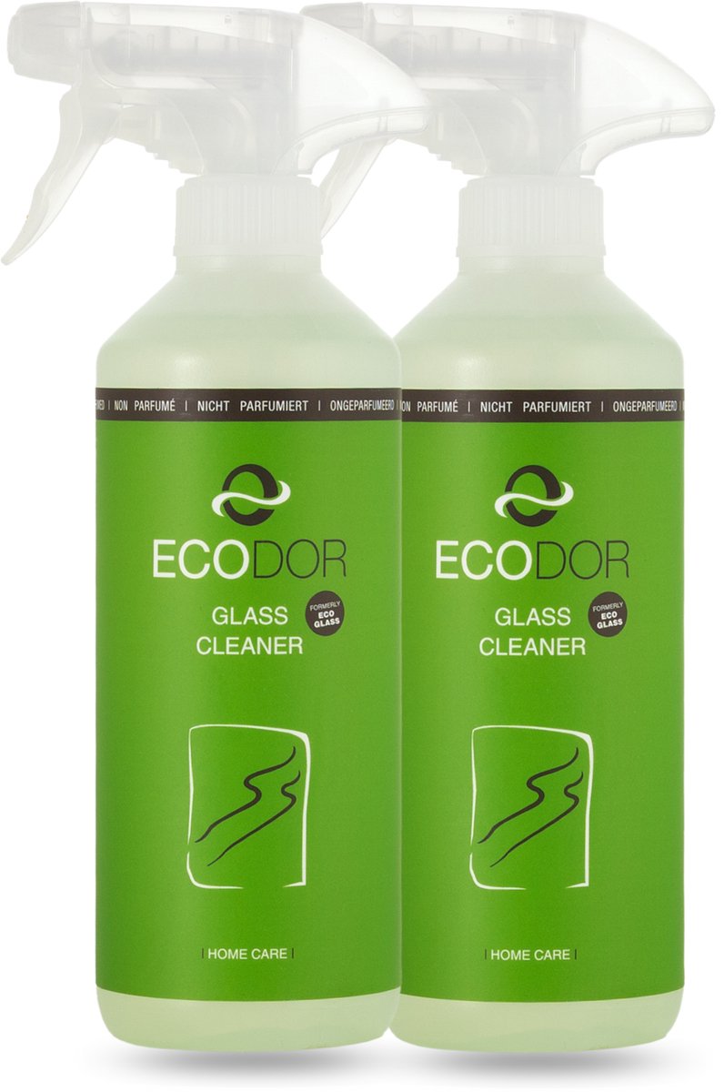 Ecodor Glasreiniger / Ruitenreiniger / Spiegelreiniger / Beeldschermreiniger - Voordeelpack 2× 500 ml - Streeploos Schoon