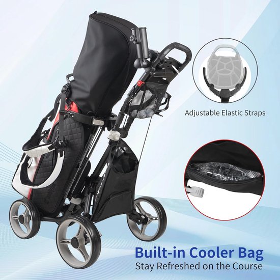 4-Wiel Golf Push Cart - Lichtgewicht en Verstelbaar van Merkloos — afbeelding 3