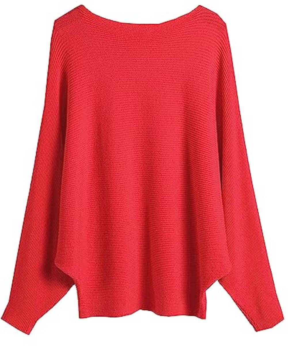 Off-shoulder dames trui met vleermuismouwen - losse gebreide tops