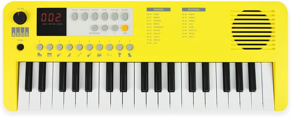 Mini Draagbaar Toetsenbord met 37 Toetsen in Zonnig Geel - Elektronische Piano voor Beginners