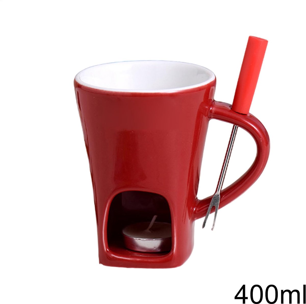 Ynkkvre - Chocoladefonduebeker - Smeltbeker - Chocolade Fondue Set - Verwarmde Smeltbeker - Keramisch Materiaal - Inclusief Vork - Eenvoudig Schoonmaken – foto 2
