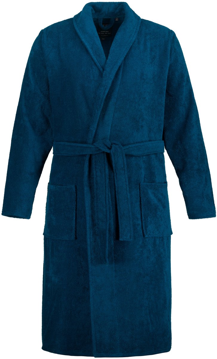 JP 1880 - Heren - Badjas thuispak sjaalkraag badstof - Blauwgroen - Maat 4XL