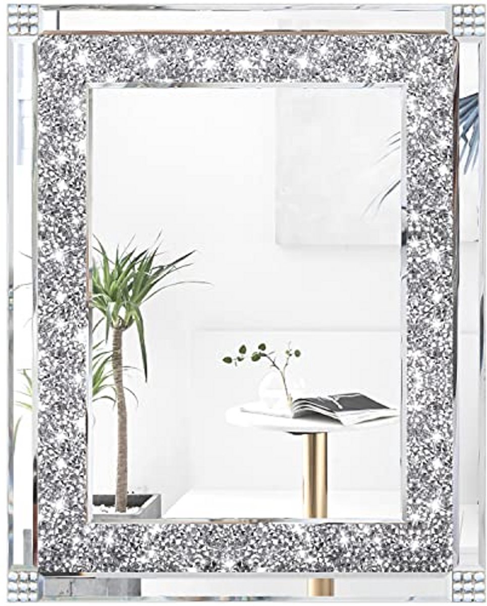 Crystal Rhinestone Diamond Wandspiegel - Decoratieve Accent Spiegel voor Gang/Badkamer/Slaapkamer (40 x 50 cm)
