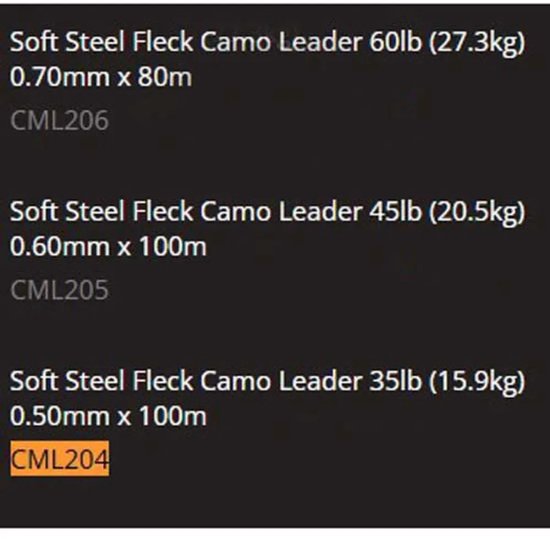 Fox Soft Steel Fleck Camo Leader - Maat : 80m - 60lb van Fox — afbeelding 2