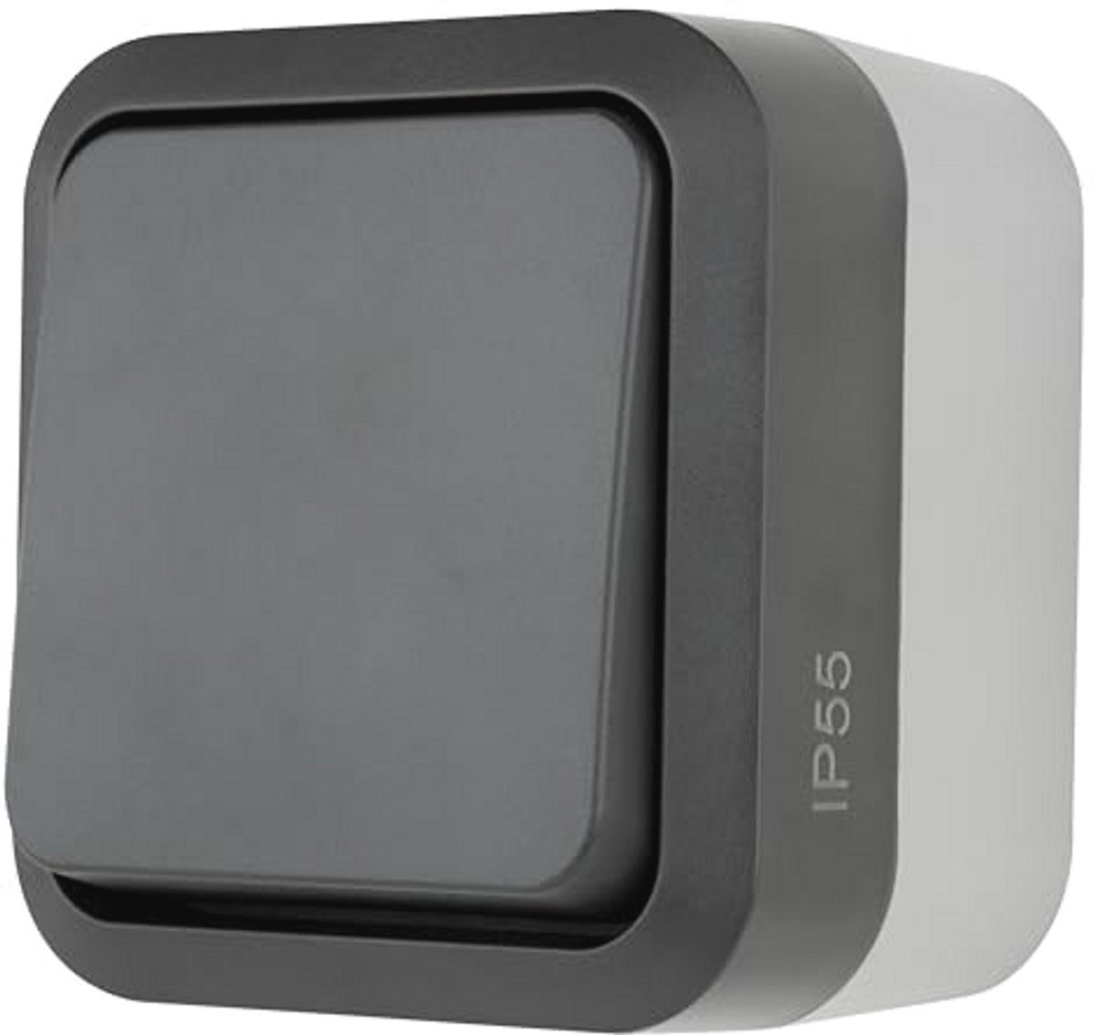 Lichtschakelaar voor vochtige ruimtes - IP55, eenpolig, inbouw, 230 V, 10 A, antraciet