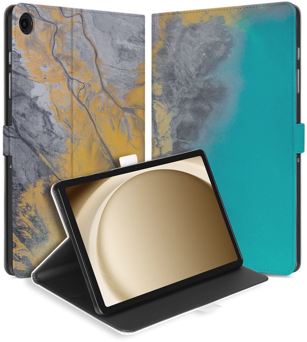 Marble Blue Gold Tablet Hoesje met Standaard Samsung Galaxy Tab A11 Plus